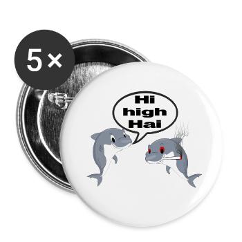 Hi high Hai - Buttons klein 25 mm (5er Pack) - Weiß - Vorne