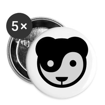 yin yang panda teddy - Buttons small 1''/25 mm (5-pack) - white - Front