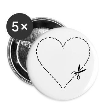 cutting heart - Buttons small 1''/25 mm (5-pack) - white - Front