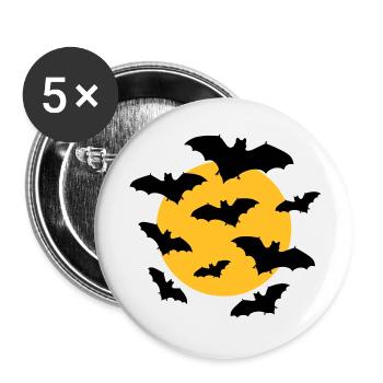 Bats & Moon - Lot de 5 petits badges (25 mm) - blanc - Devant