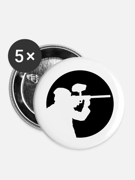 paintball - Buttons klein 25 mm (5er Pack) - Weiß