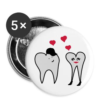 Teeth in love - Buttons small 1''/25 mm (5-pack) - white - Front