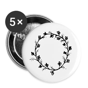 Blüten,blattkranz, - Buttons klein 25 mm (5er Pack) - Weiß - Vorne