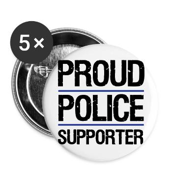 Fier partisan de la police, police, policier, cadeau - Lot de 5 petits badges (25 mm) - blanc - Devant