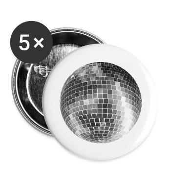 Diskokugel Mirrorball silber - Buttons klein 25 mm (5er Pack) - Weiß - Vorne