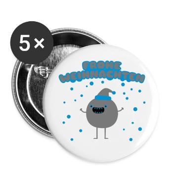 Funny Santa Claus - Frohe Weihnachten - Buttons klein 25 mm (5er Pack) - Weiß - Vorne