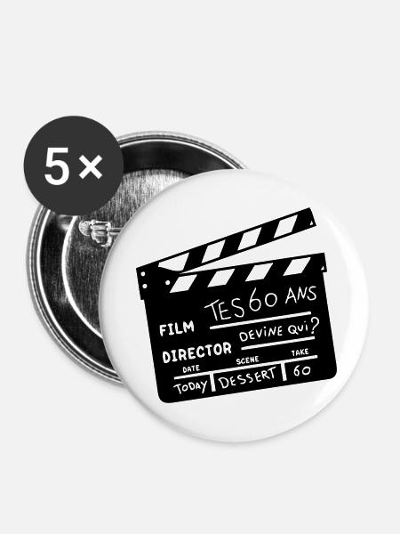 60 Jahre Kino klatschen - Buttons klein 25 mm (5er Pack) - Weiß