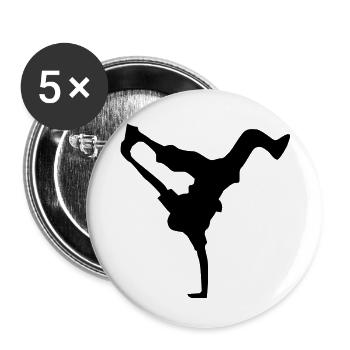 breakdance dance music hiphop - Buttons klein 25 mm (5er Pack) - Weiß - Vorne