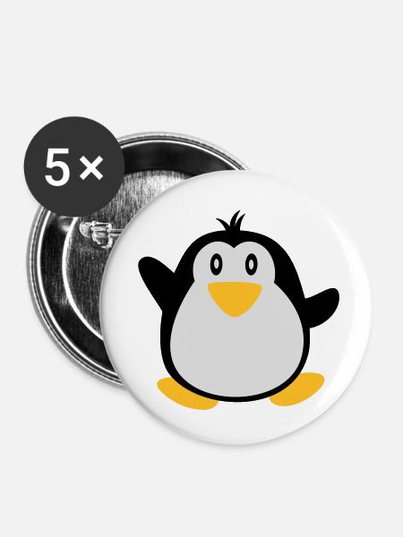 süßer Pinguine - Buttons klein 25 mm (5er Pack) - Weiß
