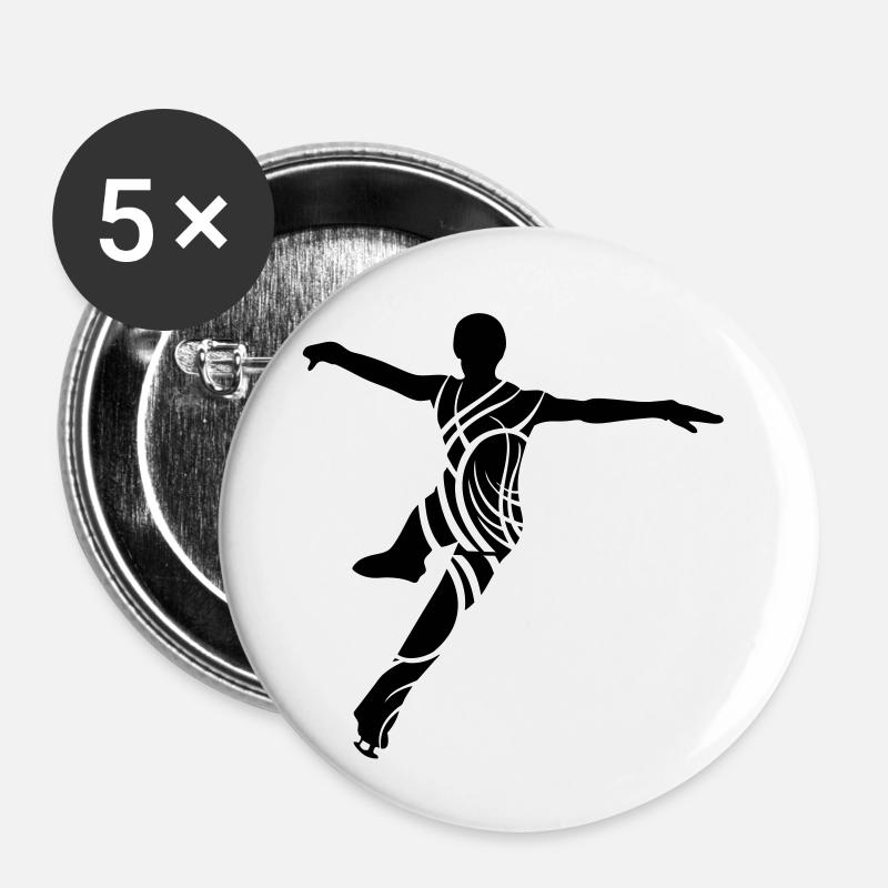 Ice Skating eu - Buttons small 1''/25 mm (5-pack) - white
