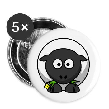 Moonlit Night Sheep Cartoon - Buttons small 1''/25 mm (5-pack) - white - Front