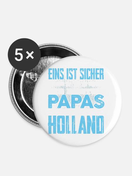 HOLLAND - papa - Buttons klein 25 mm (5er Pack) - Weiß