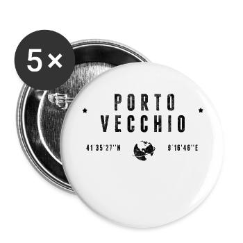 Porto Vecchio Coordonnées Géographiques Stylisées - Lot de 5 petits badges (25 mm) - blanc - Devant
