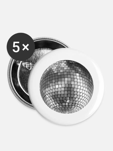 Discokugel mirrorball - Buttons klein 25 mm (5er Pack) - Weiß