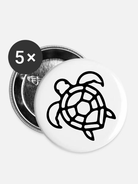 Schildkröte Outlines - Buttons klein 25 mm (5er Pack) - Weiß