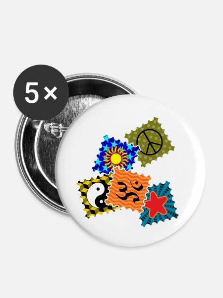 LSD Blotter__N002 - Buttons klein 25 mm (5er Pack) - Weiß