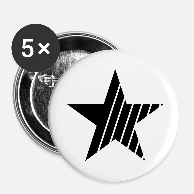 star - Buttons small 1''/25 mm (5-pack) - white