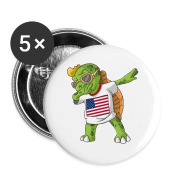 Vereinigte Staaten Dabbing Schildkröte - Buttons klein 25 mm (5er Pack) - Weiß - Vorne