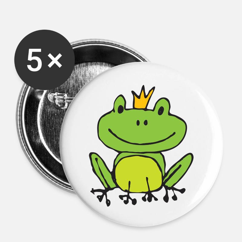Grenouille ou prince ? - Lot de 5 petits badges (25 mm) - blanc