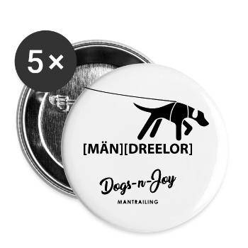 MÄNDREELOR - der sächsische Mantrailer - Buttons klein 25 mm (5er Pack) - Weiß - Vorne