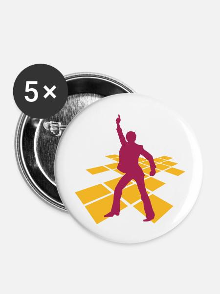 Disco - Buttons klein 25 mm (5er Pack) - Weiß