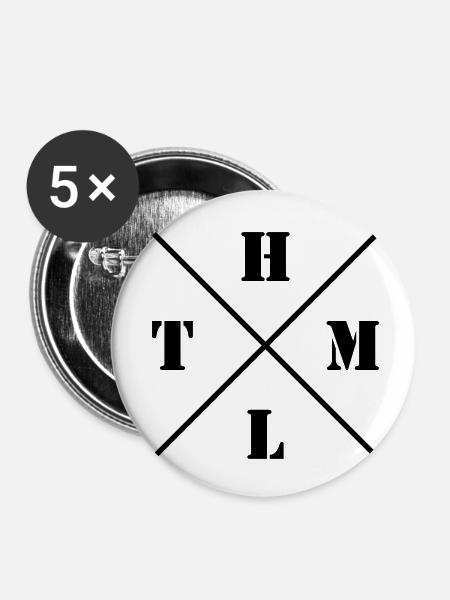 HTML Logo - Buttons klein 25 mm (5er Pack) - Weiß