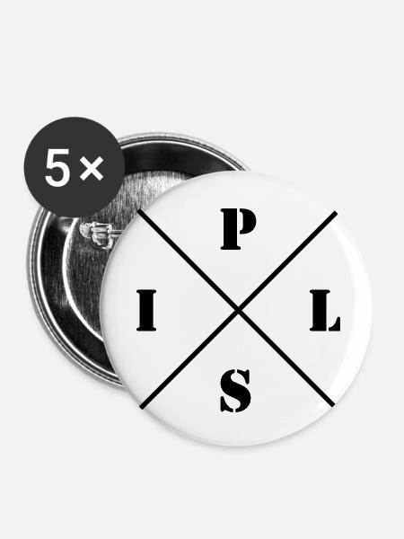 Pils Bier Logo - Buttons klein 25 mm (5er Pack) - Weiß