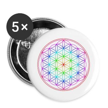 Fleur de vie, géométrie sacrée, yoga, méditation, - Lot de 5 petits badges (25 mm) - blanc - Devant