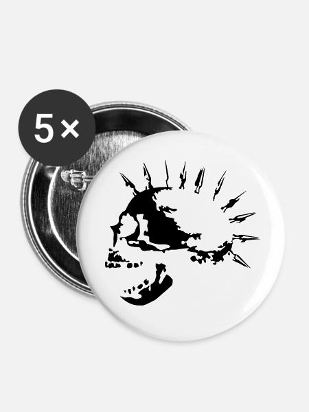 spike_skull_c_1c - Buttons klein 25 mm (5er Pack) - Weiß