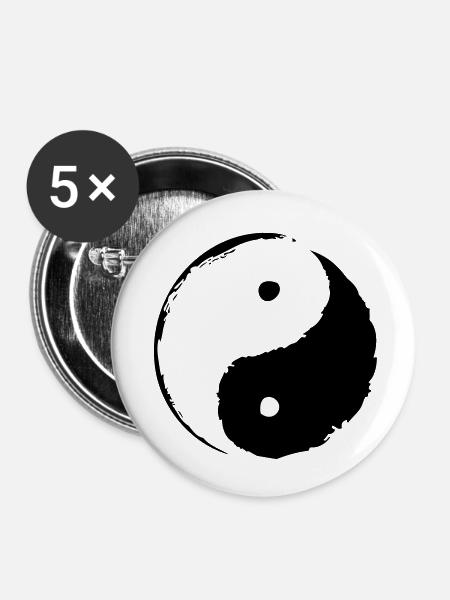 ying_yang_small - Buttons klein 25 mm (5er Pack) - Weiß