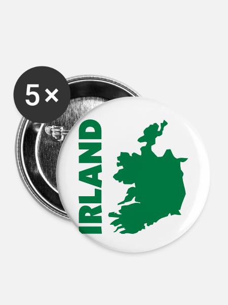 irland_umriss_50 - Buttons klein 25 mm (5er Pack) - Weiß