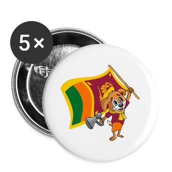 Sri Lanka Fan Hund - Buttons klein 25 mm (5er Pack) - Weiß - Vorne