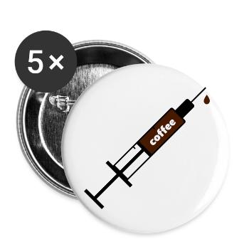 Kaffee Coffee Sucht Spritze - Buttons klein 25 mm (5er Pack) - Weiß - Vorne