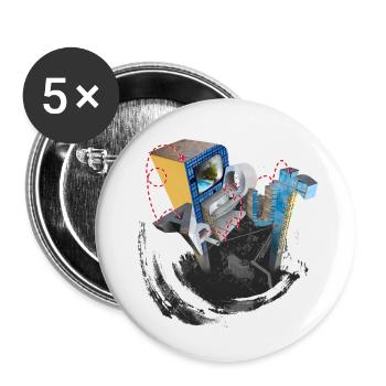 Parkour - Buttons klein 25 mm (5er Pack) - Weiß - Vorne