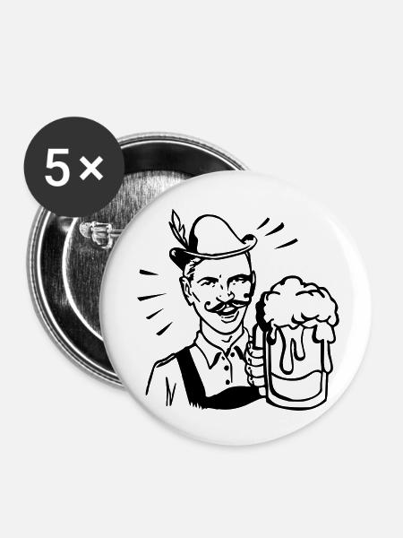 retro guy with beer - Buttons klein 25 mm (5er Pack) - Weiß
