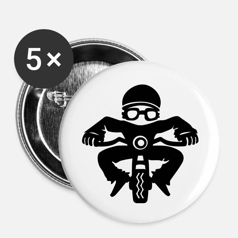 Biker - Buttons small 1''/25 mm (5-pack) - white
