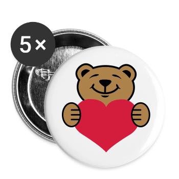 Herz | Bärchen | Heart | Bear - Lot de 5 petits badges (25 mm) - blanc - Devant