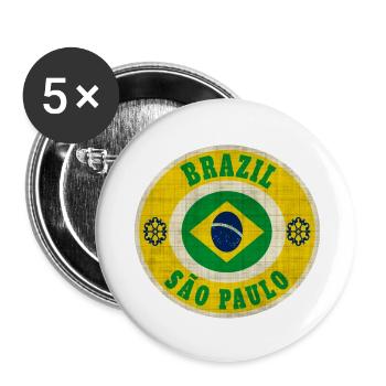 Brazil Sao Paulo / Gift / Gift Idea - Buttons small 1''/25 mm (5-pack) - white - Front
