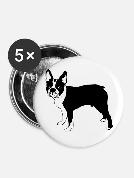 Boston terrier de - Buttons klein 25 mm (5er Pack) - Weiß
