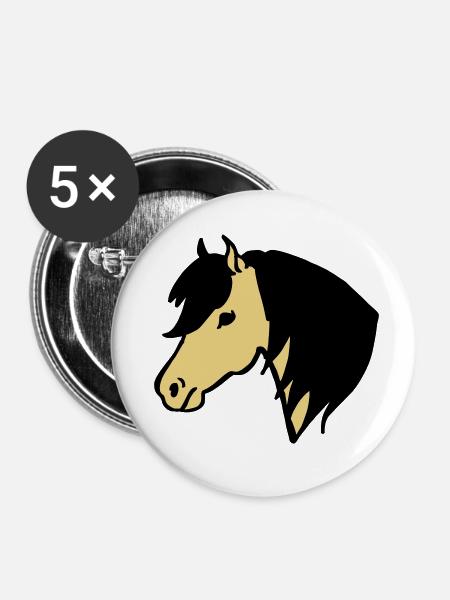 Pony Pferdchen - Buttons klein 25 mm (5er Pack) - Weiß