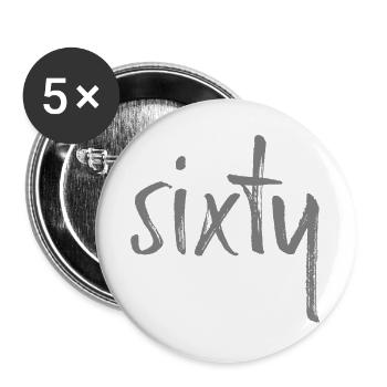 60 sixty Geburtstag Geschenk Zahl sechzig - Buttons klein 25 mm (5er Pack) - Weiß - Vorne