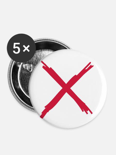 X - Buttons klein 25 mm (5er Pack) - Weiß