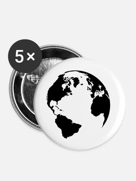 world - Buttons klein 25 mm (5er Pack) - Weiß