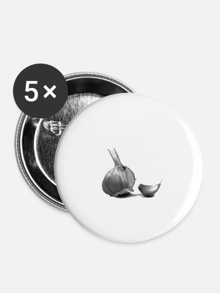 Knoblauch - Buttons klein 25 mm (5er Pack) - Weiß