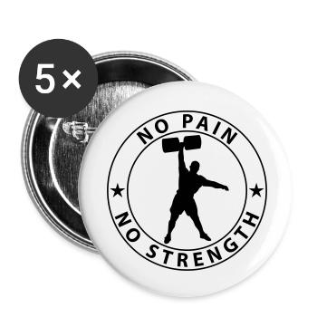 No Pain No Strength - Buttons klein 25 mm (5er Pack) - Weiß - Vorne
