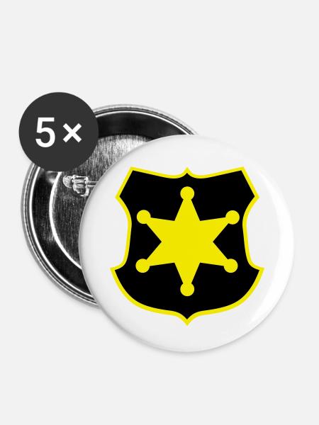 Sheriff - Buttons klein 25 mm (5er Pack) - Weiß