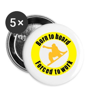 snowboard - Lot de 5 petits badges (25 mm) - blanc - Devant