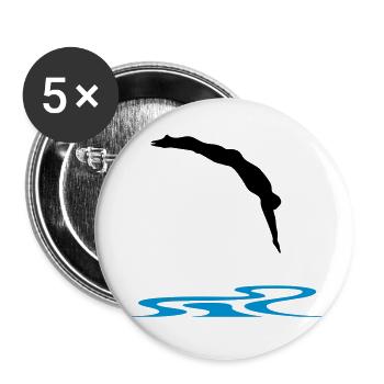 Schwimmer, Schwimmen - Buttons klein 25 mm (5er Pack) - Weiß - Vorne