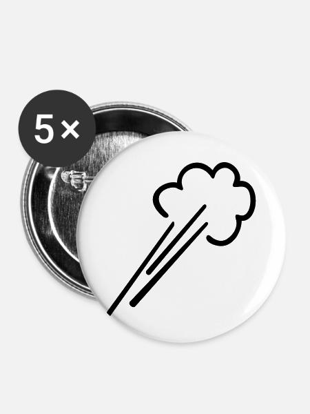 Luftstrom / wind blows (1c) - Buttons klein 25 mm (5er Pack) - Weiß