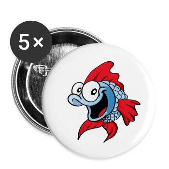 Funny Fish - Buttons klein 25 mm (5er Pack) - Weiß - Vorne